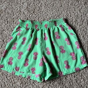 Faded Glory Green Pineapple Print High Waist Shorts